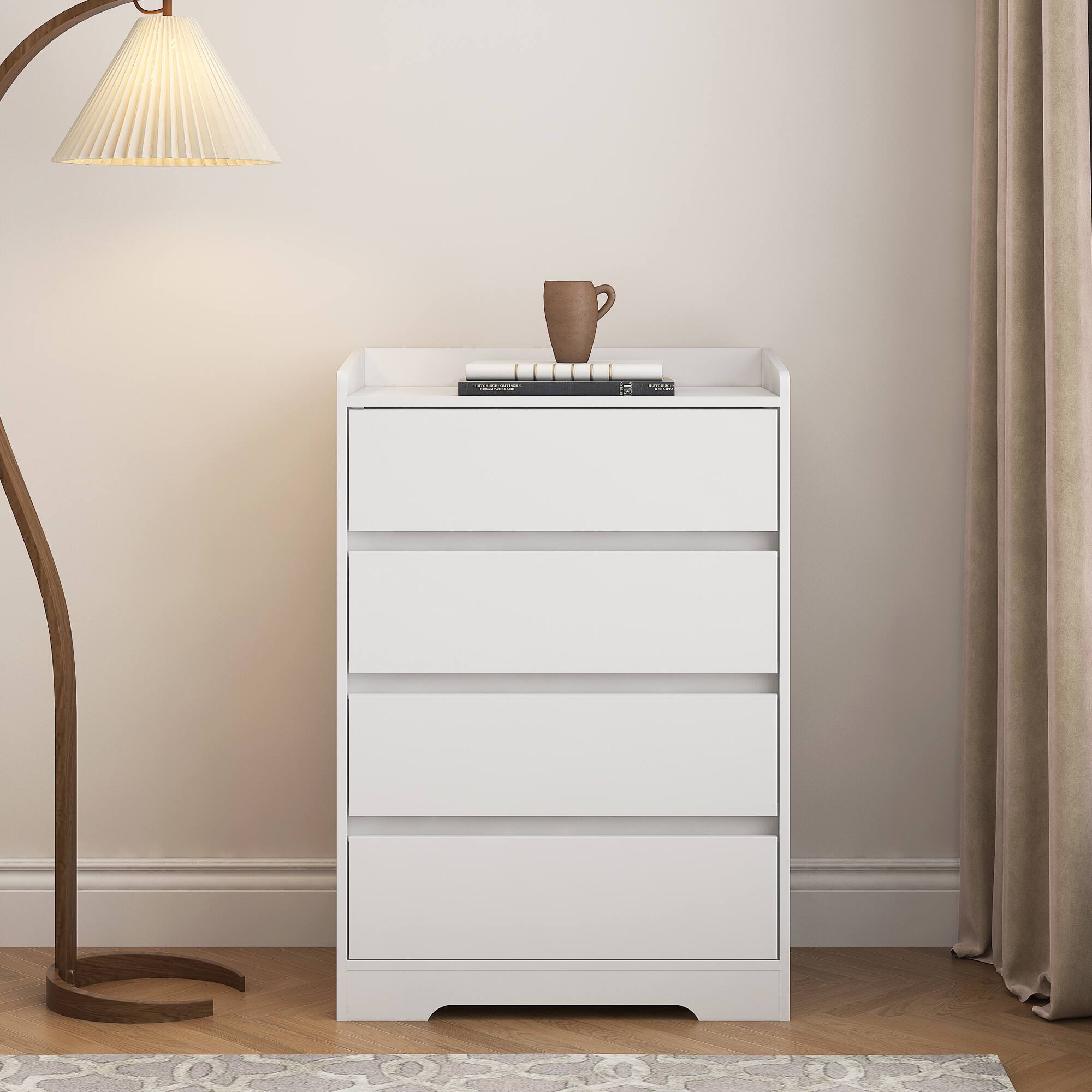 Alt View 1. Forest'nSky - White Wood 4 drawer 25.59 in. Wide Chest of Drawers with Sturdy Frame for Living Room - White.