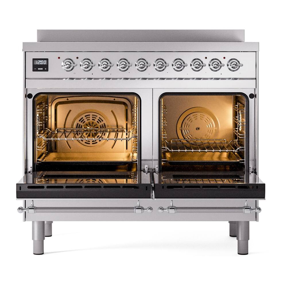 Alt View 1. iLive - ILVE Nostalgie II 40 inch Induction Range with 6 Elements (Triple Glass Door, Stainless Steel, Chrome) - Stainless Steel.
