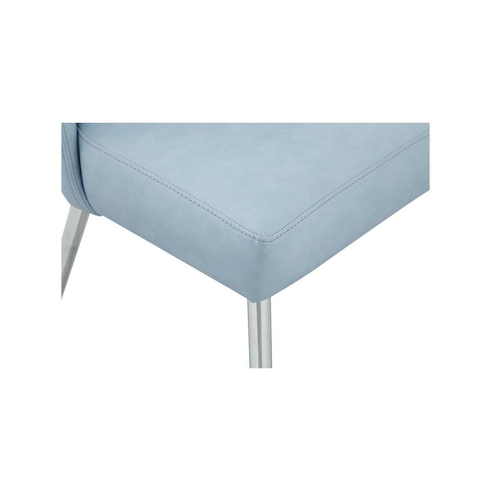 Alt View 4. Meridian Furniture - Logan Light Blue Vegan Leather Dining Chair, Set of 2 - Blue.