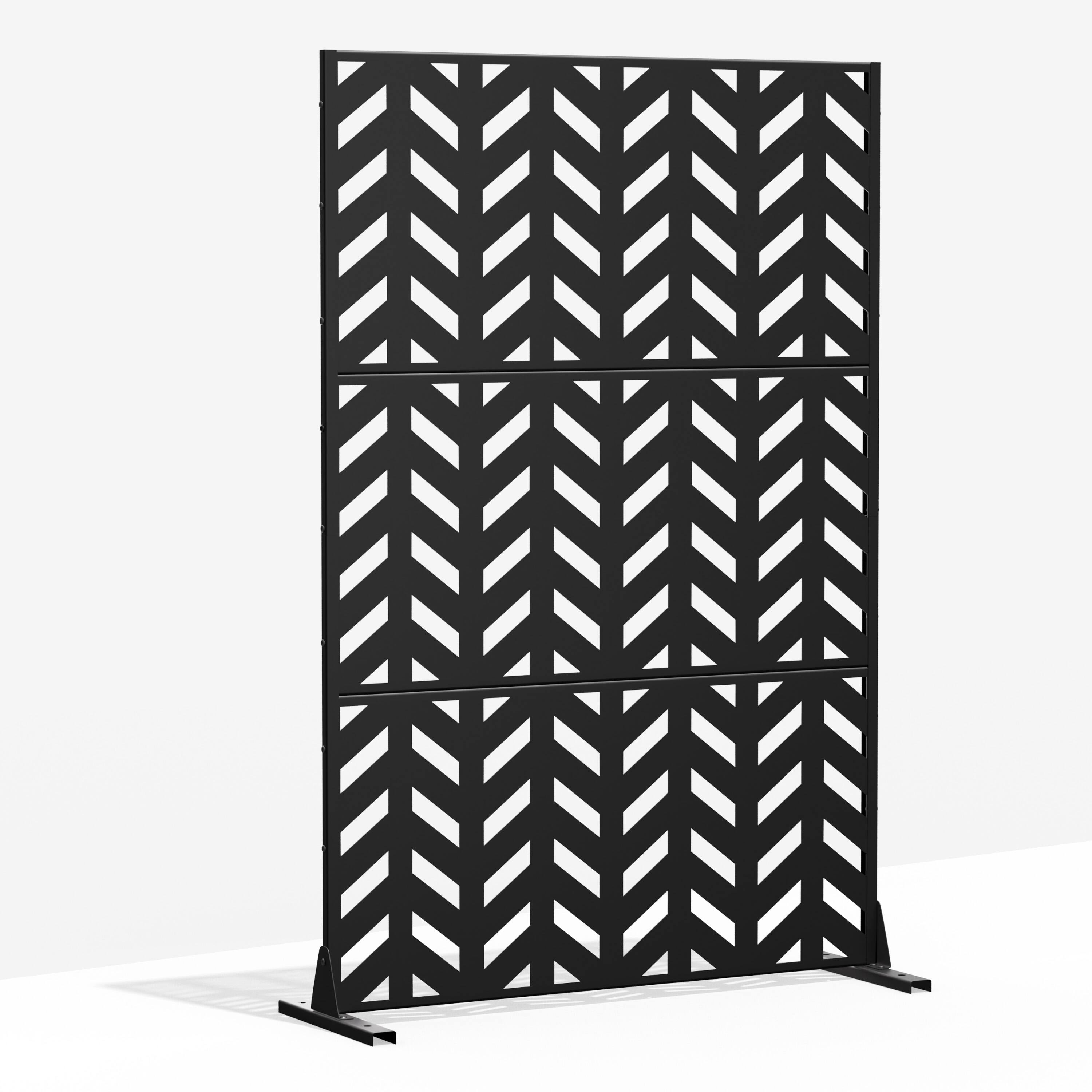 Angle. PexFix - 72 in. x 47 in. Keith Pattern Metal Outdoor Privacy Screen & Panels, Freestanding Garden Divider Fence - Black.
