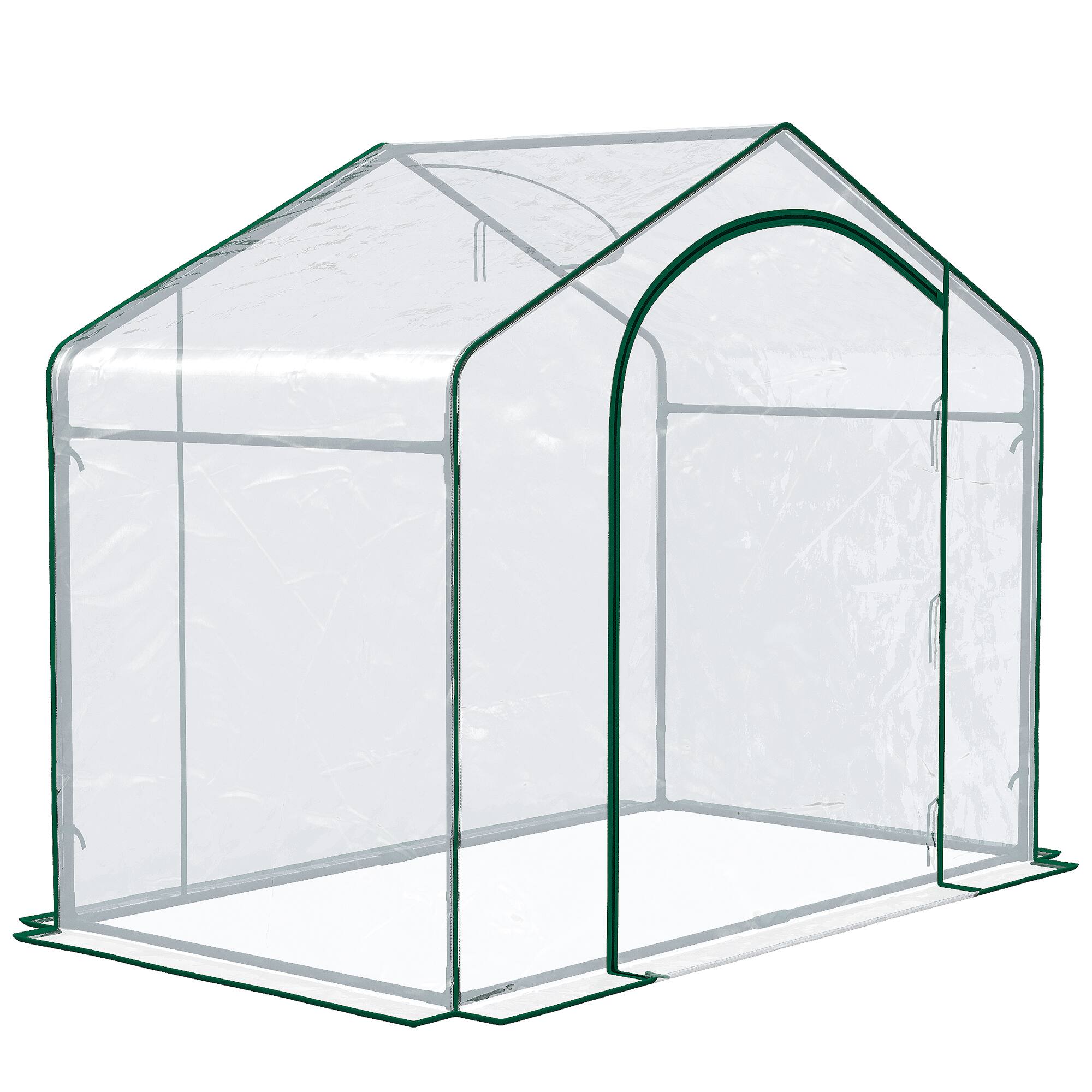 Alt View 7. Outsunny - 6' x 3' x 5' Portable Walk-in Greenhouse, Steel Frame Garden Hot House with Zipper Door and Top Vent for Saplings.