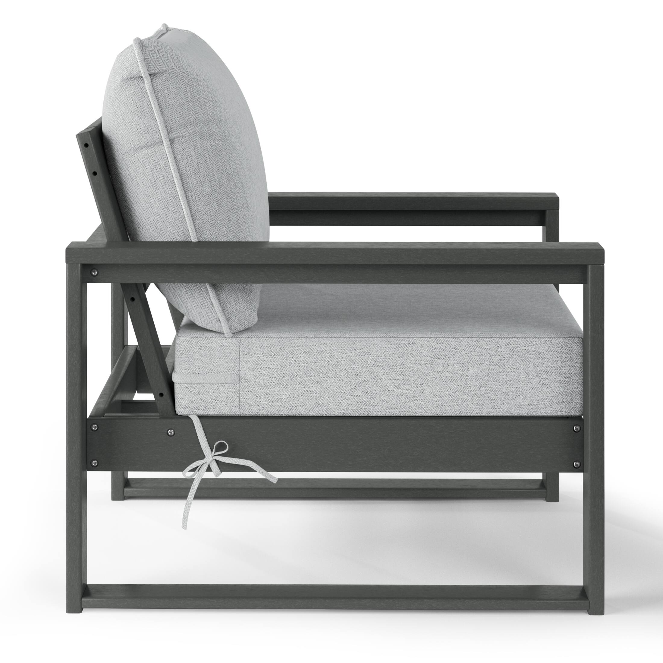 Back. WestinTrends - WestinTrends Montara Outdoor Modern HDPE Patio Club Chair with Waterproof Deep Seat Cushions (Set of 2) - Grey.