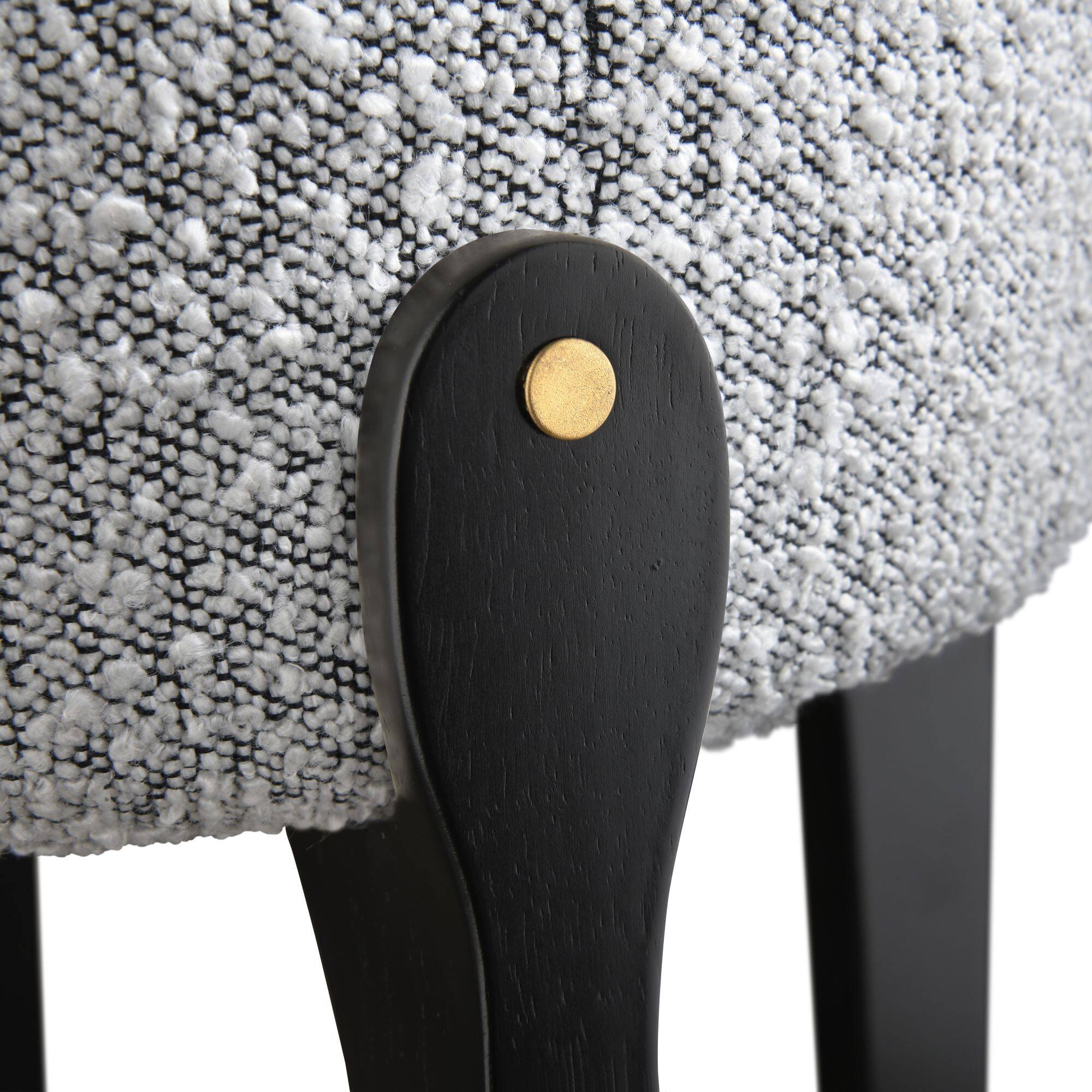 Alt View 2. LuXeo - Ellie 29 in. Black Backless Wood Bar Stool with Gray Boucle Fabric Seat (Set of 2) - Black/Gray.