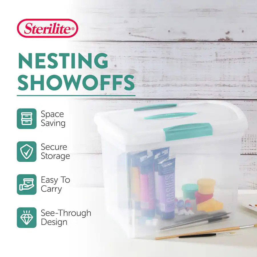 Sterilite Large Nesting ShowOffs Portable Clear File Box with Latches ...
