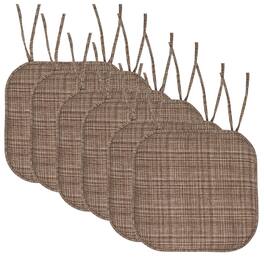 Sweet Home Collection - Aria Memory Foam Non-Slip 16" x 16" Chair Cushion Pad with Ties, 6-Pack - Dark Brown