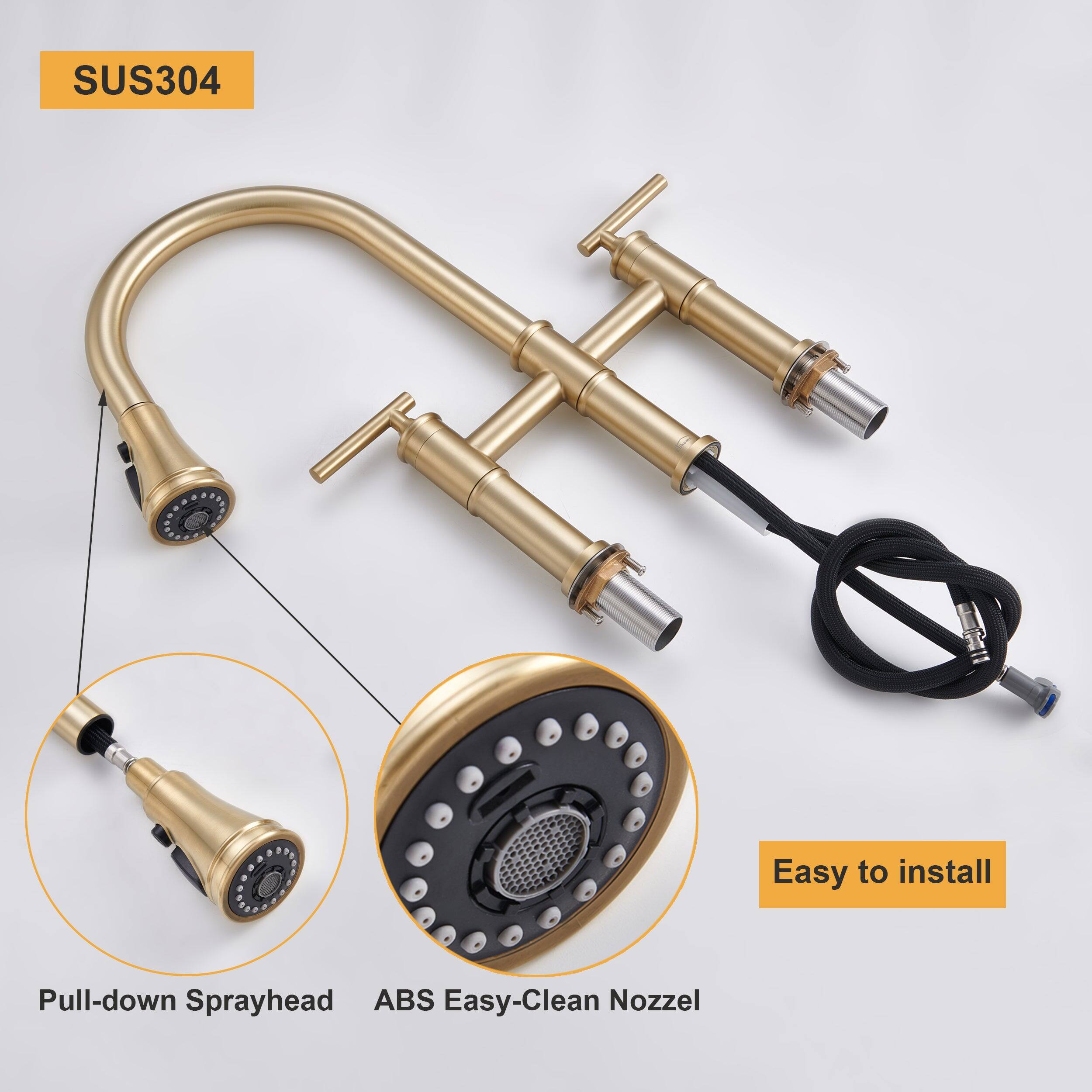 SUS304 + a . 4 - Easy to install, Pull-down Sprayhead, ABS Easy-Clean Nozzle