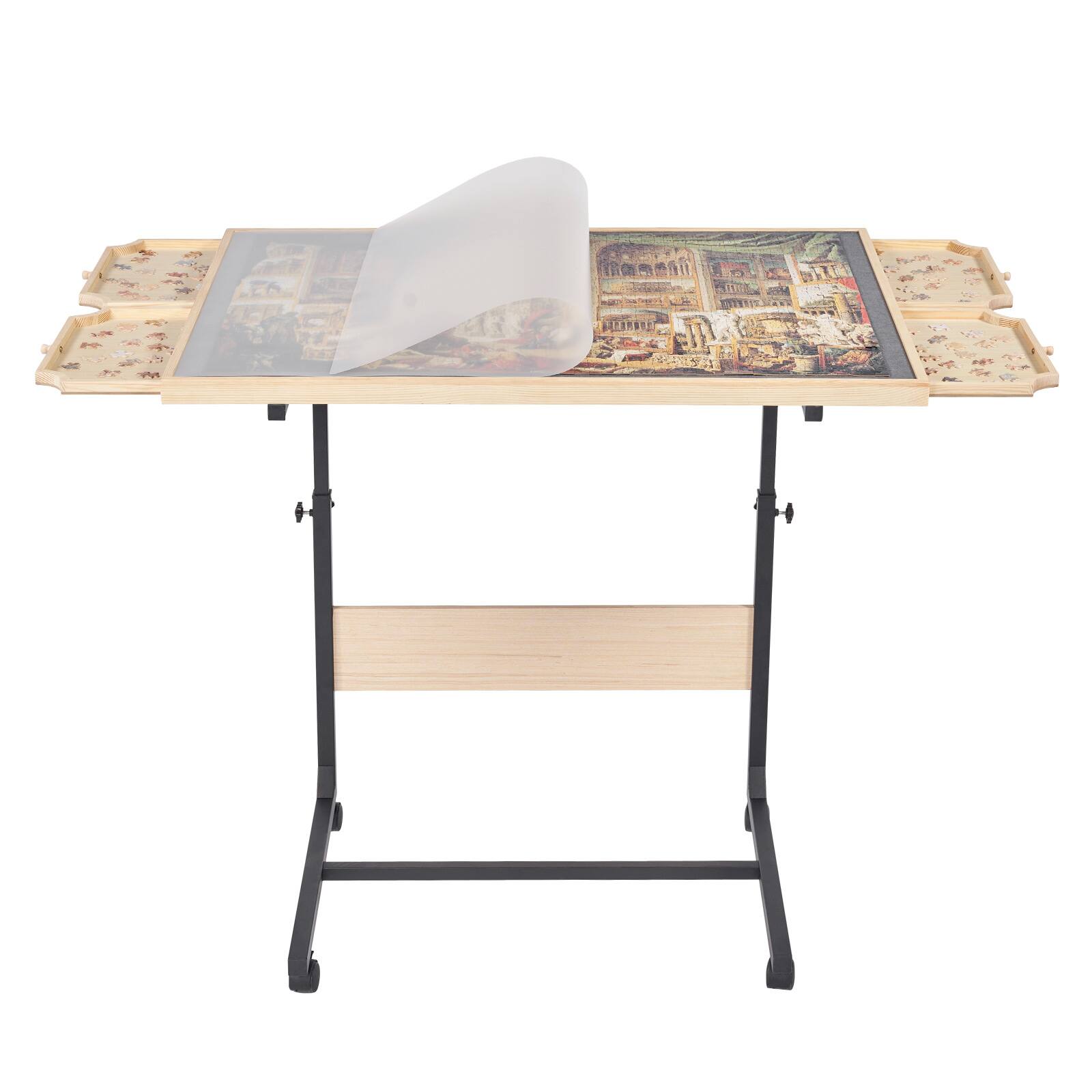 Alt View 5. VEVOR - 1500 Piece Puzzle Table with Legs, 4 Drawers and Cover, 34x25 in Portable Wooden Board.