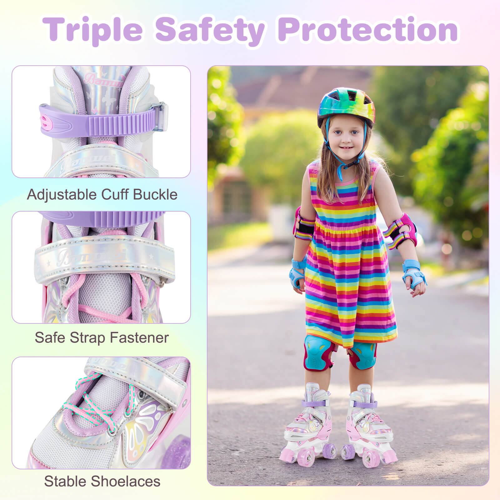 Triple Safety Protection

- Adjustable Cuff Buckle
- Safe Strap Fastener
- Stable Shoelaces