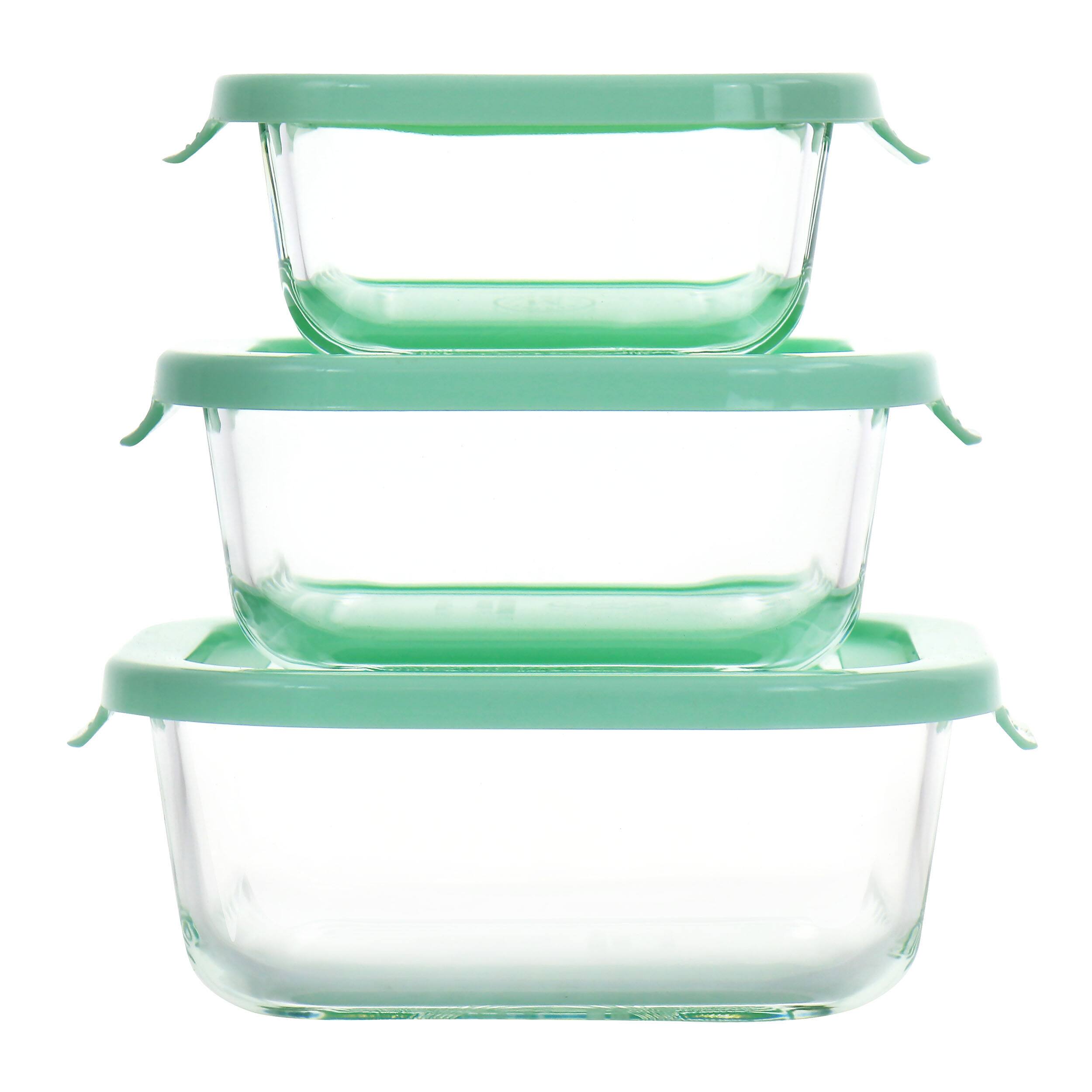 Angle. Martha Stewart - Martha Stewart 6 Piece Glass Storage Containers with Lids in Mint - Mint.