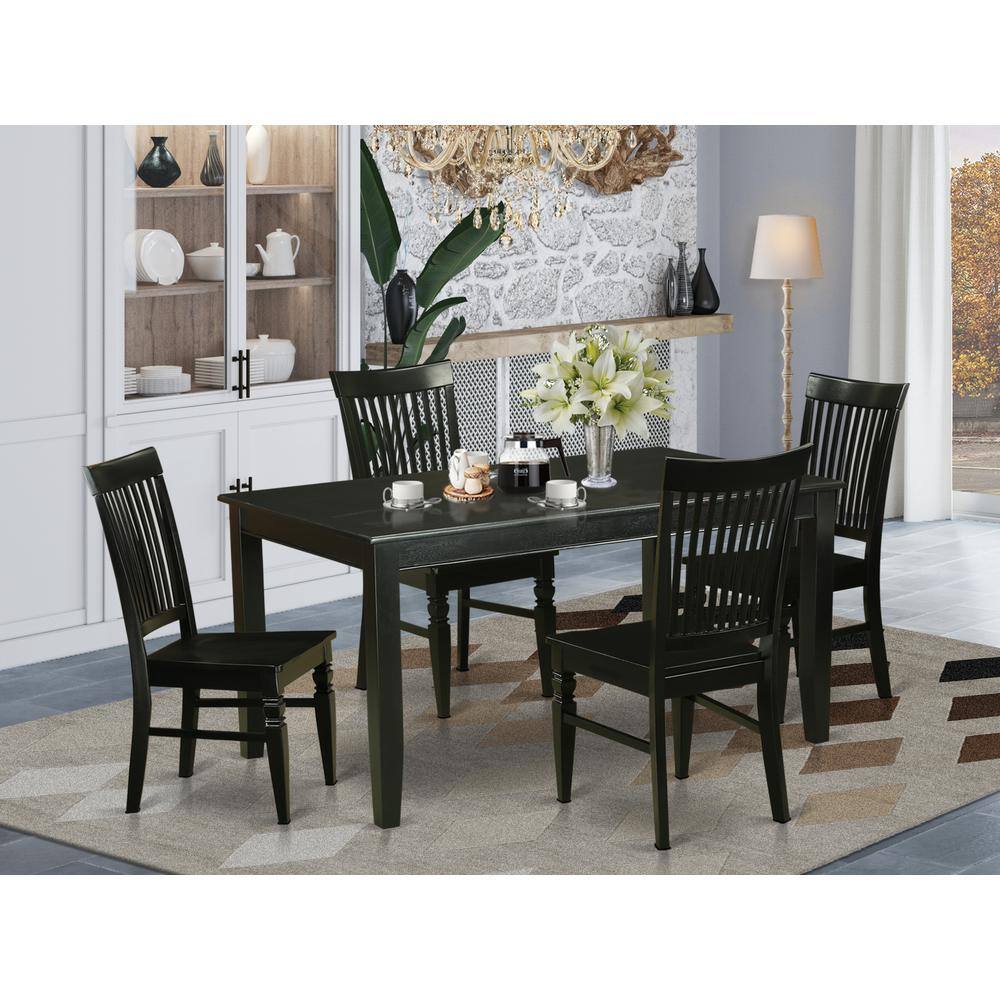 Back. East West Furniture - 5 PC dinette Table set for 4-Kitchen Table and 4 Dining Chairs - Black.
