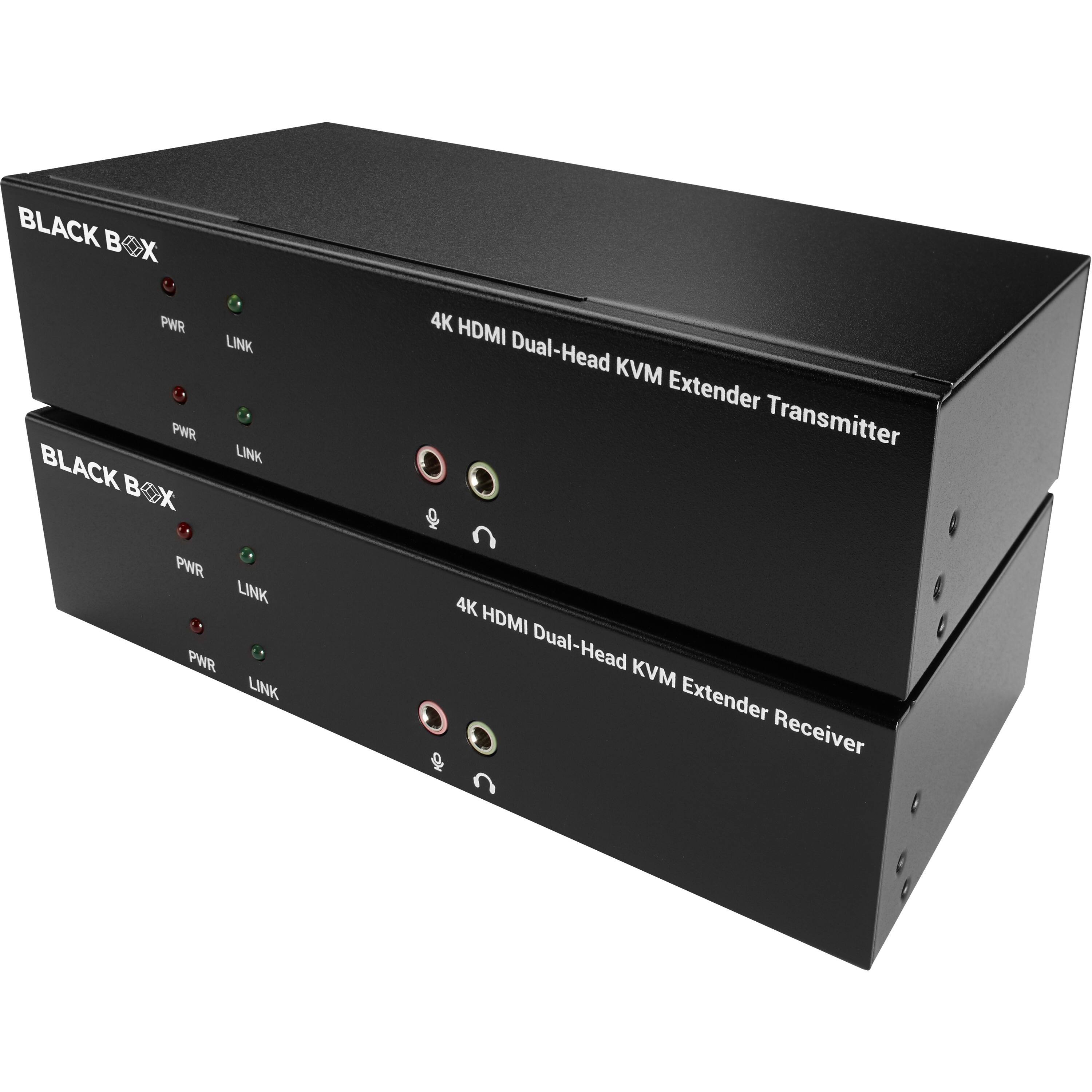 BLACK BOX PWR LINK PWR BLACK LINK BOX PWR LINK PWR LINK

4K HDMI Dual-Head KVM Extender Transmitter

4K HDMI Dual-Head KVM Extender Receiver