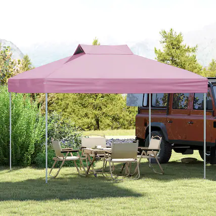 Front. Costway - Costway 10 X 10 FT 1-Person Setup Pop up Canopy Tent with 1-Push Center Lock Wind Ropes Pink - Pink.