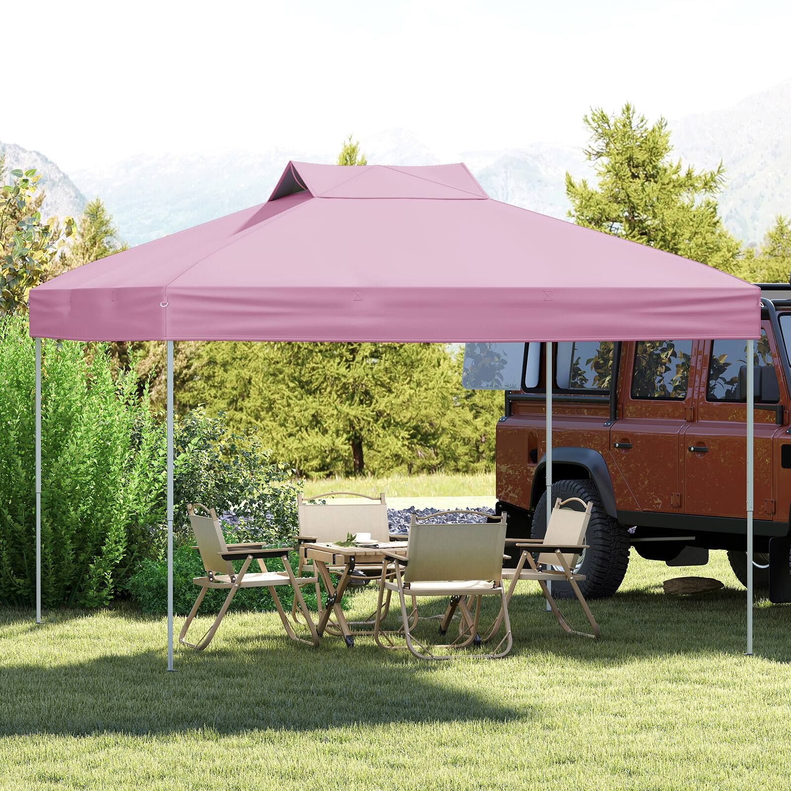 Costway - 10 X 10 FT 1-Person Setup Pop up Canopy Tent with 1-Push Center Lock Wind Ropes - Pink