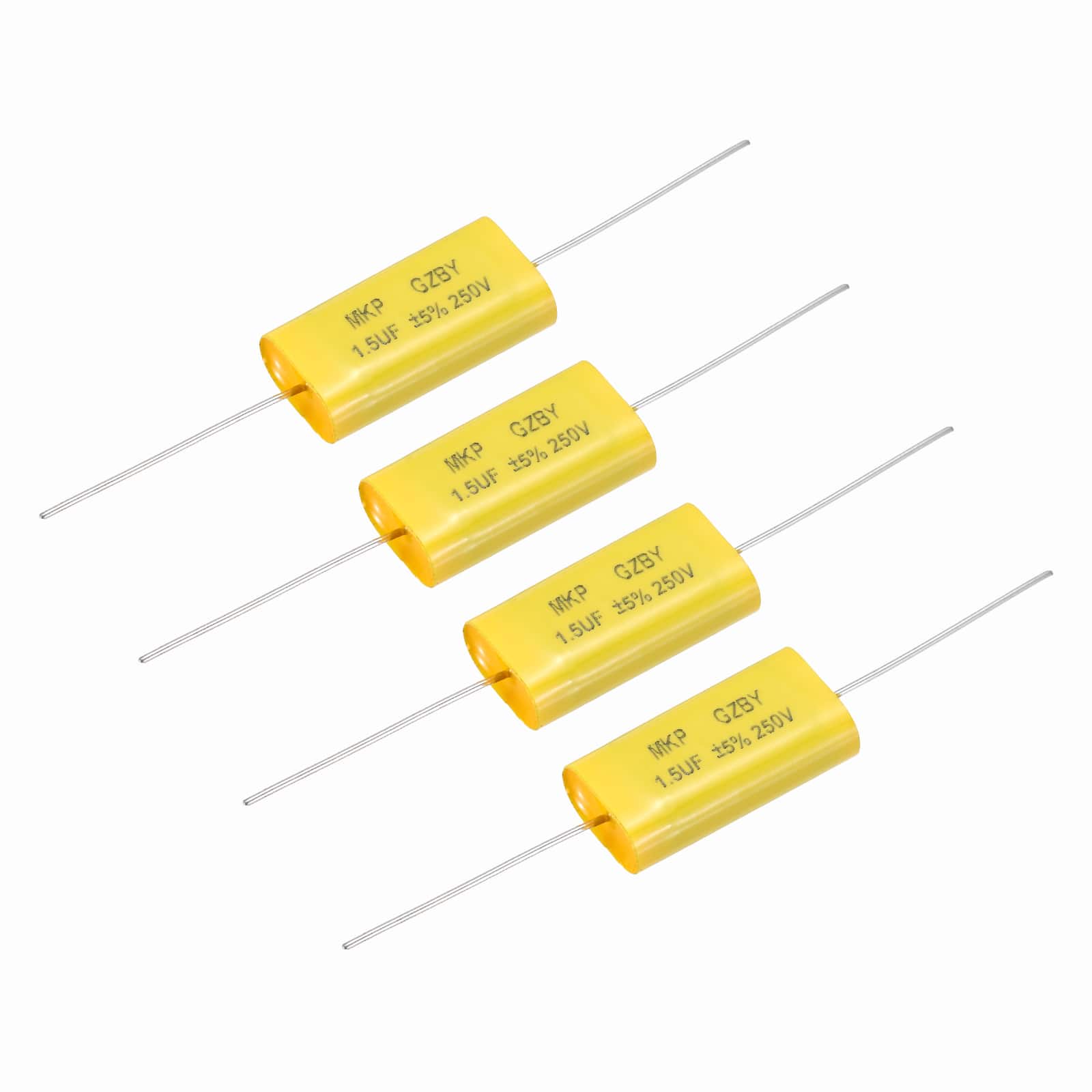 Unique Bargains - 4pcs 1.5uF Frequency Divider Capacitor, 250V Audio Speaker Crossover Non-Polarity Polypropylene MKP Film Capacitor - Yellow price history on PriceWatchPro