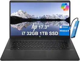 HP - Upgraded - 17 17t-cn300 17.3'' HD+ Laptop - Intel Core i7 with 32GB Memory - 1TB SSD - Numeric Keypad - IST HUB - Win 11 - Jet black