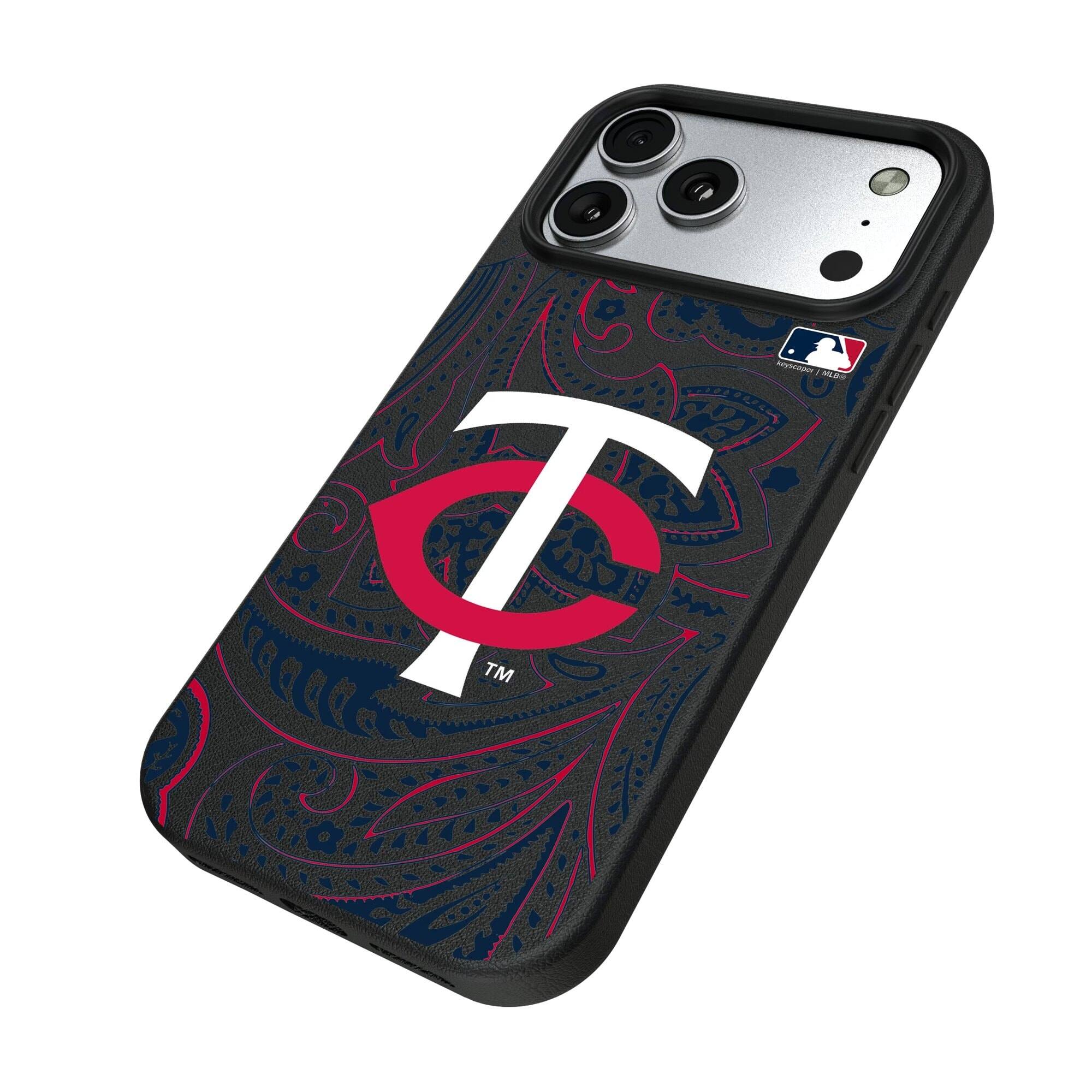 Alt View 1. Keyscaper - Paisley iPhone Magnetic Bump Case - 15 Plus - Black.