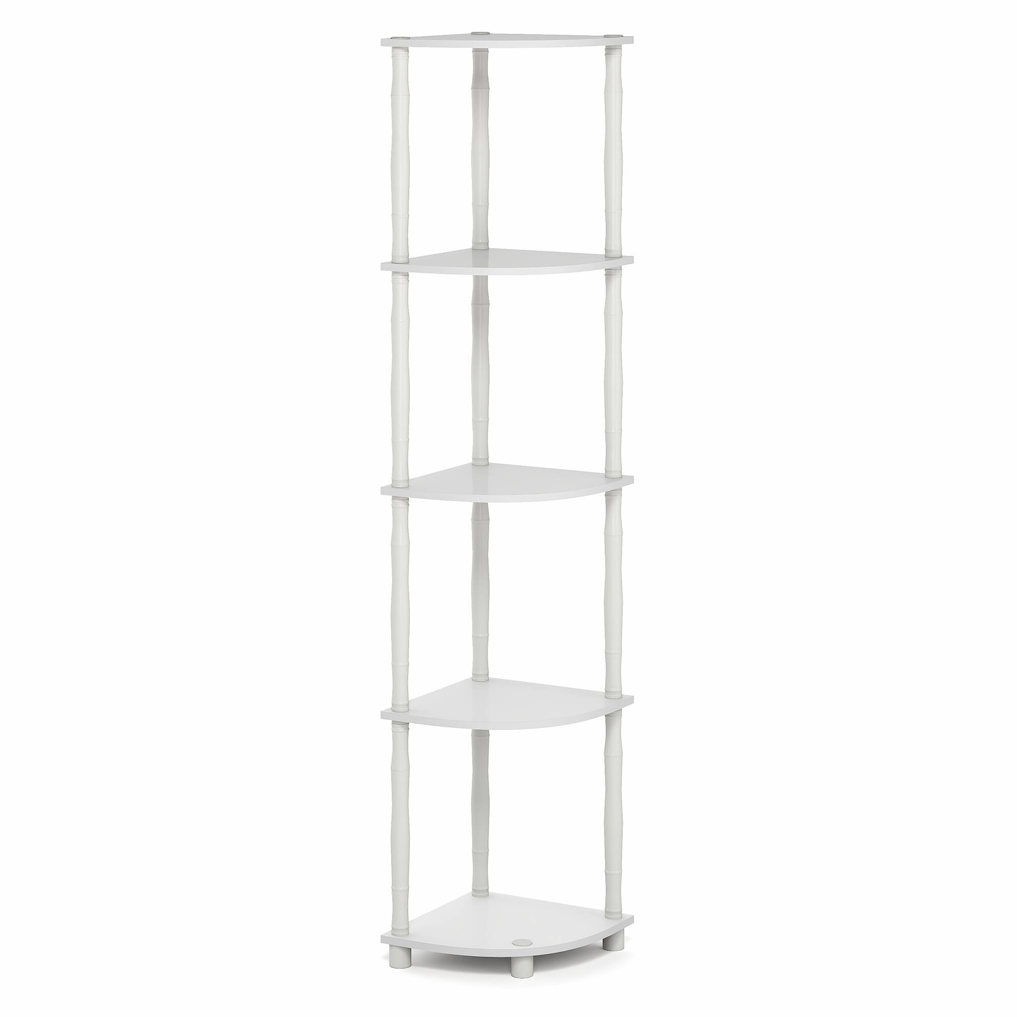 Alt View 5. Furinno - TURN-N-TUBE Toolless Open Shelves Storage Shelves, 5-Tier Corner Book Shelf, Standing Corner Shelf, Classic Tubes - White/White.