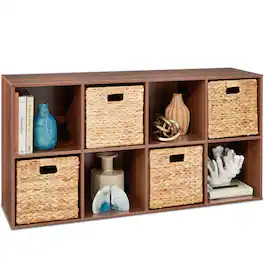 Best Choice Products - 8-Cube Bookshelf, 13.5in Display Storage System, Organizer w/ Removable Back Panels - Walnut