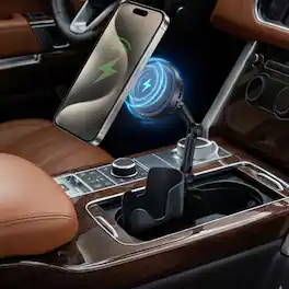 Esoulk - 25W Qi 2.2 Cooling Magnetic Wireless Car Charger For Car Cup Holder Compatible with iPhone 17 Pro Max - Black