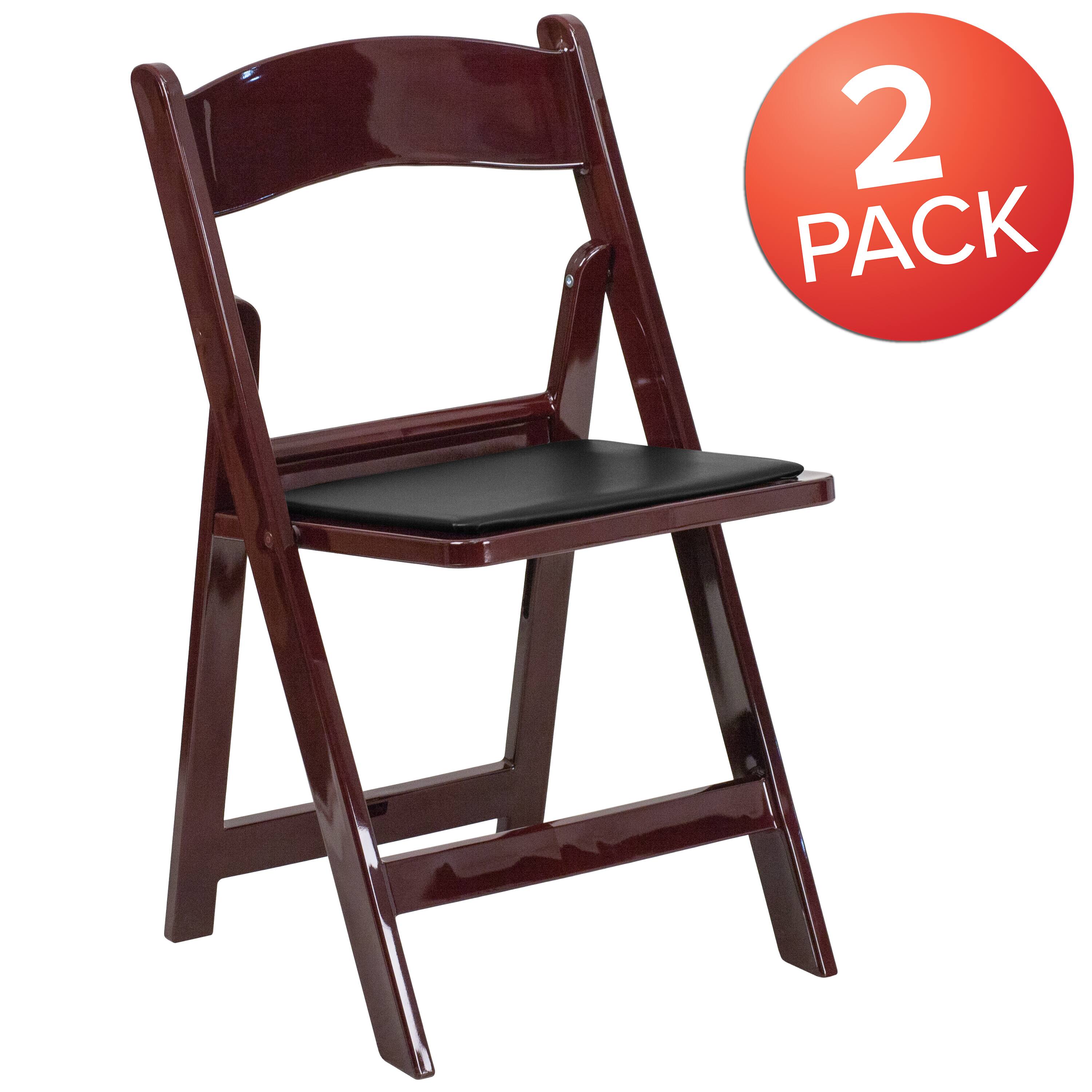Alt View 1. Emma + Oliver - Folding Chair - Resin– 2 Pack 800LB Weight Capacity Event Chair - Red Mahogany.