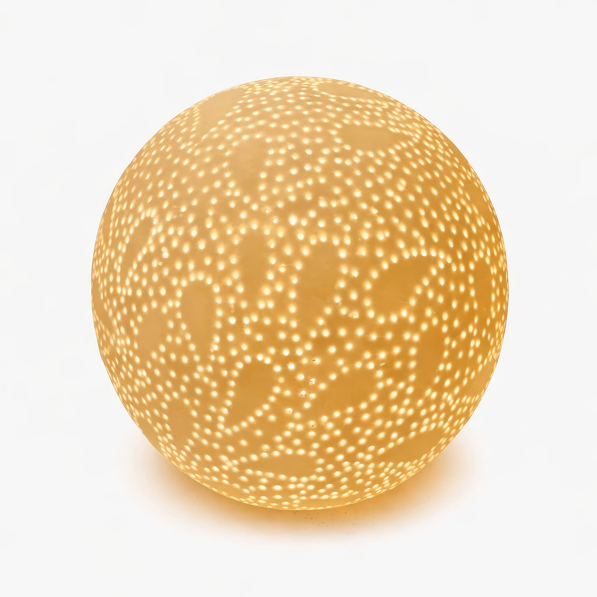 Angle. FC Design - 7"H Amber Round Body w/ Cutout Floral Design Table Lamp.