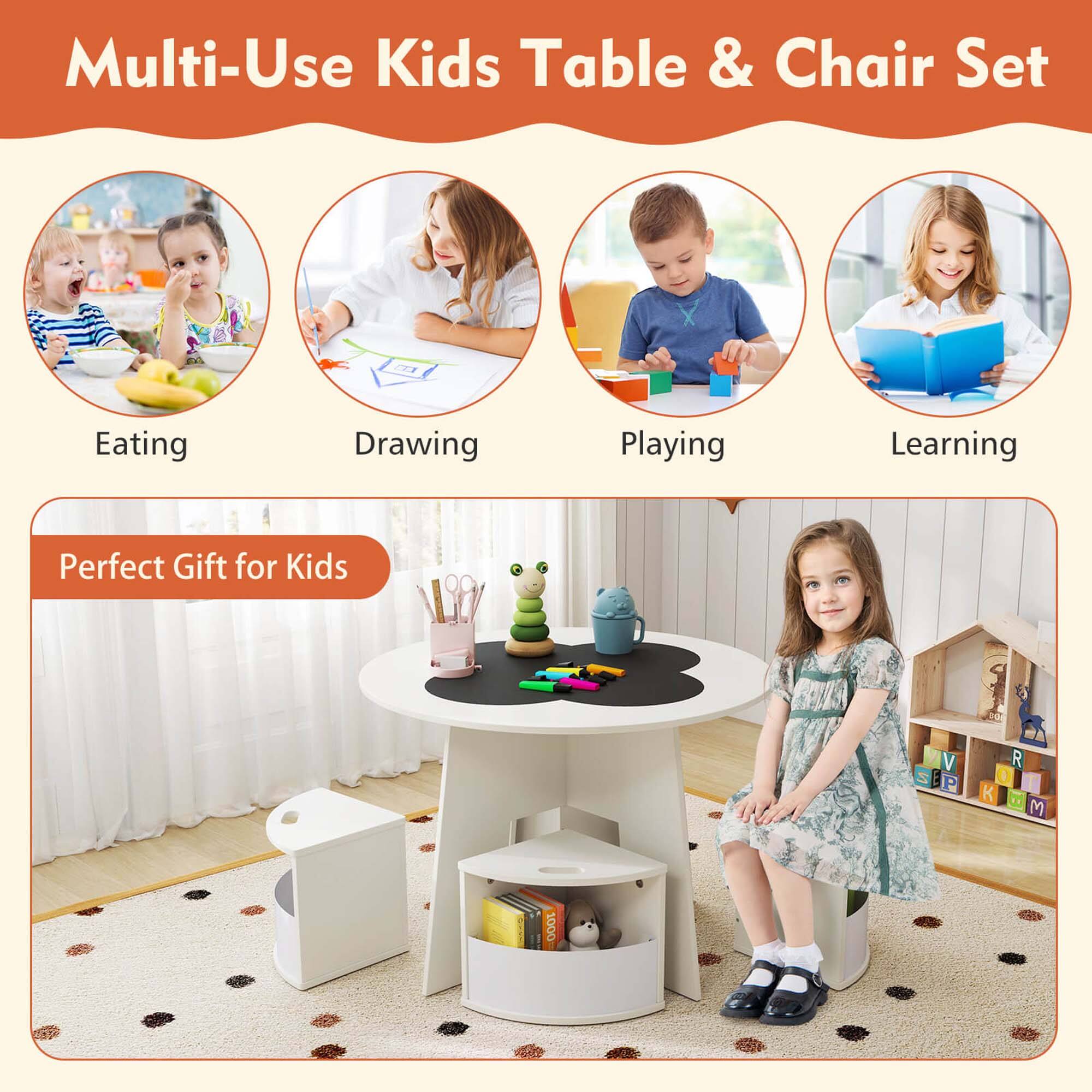Multi-Use Kids Table & Chair Set  
Eating  
Drawing  
Playing  
Learning  
Perfect Gift for Kids