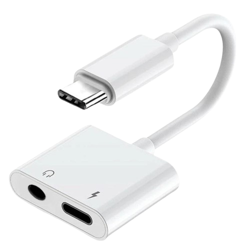 Front. Home Collection - 2-in-1 USB Type-C to 3.5mm AUX Audio & Charging Adapter Cable.