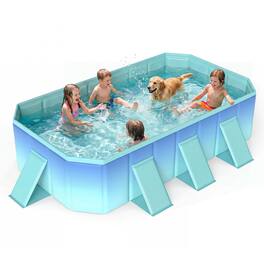 Costway - Non-Inflatable Swimming Pool, Around Ground Pool with 24 Wall Panels & 8 Support - Gradient + Green