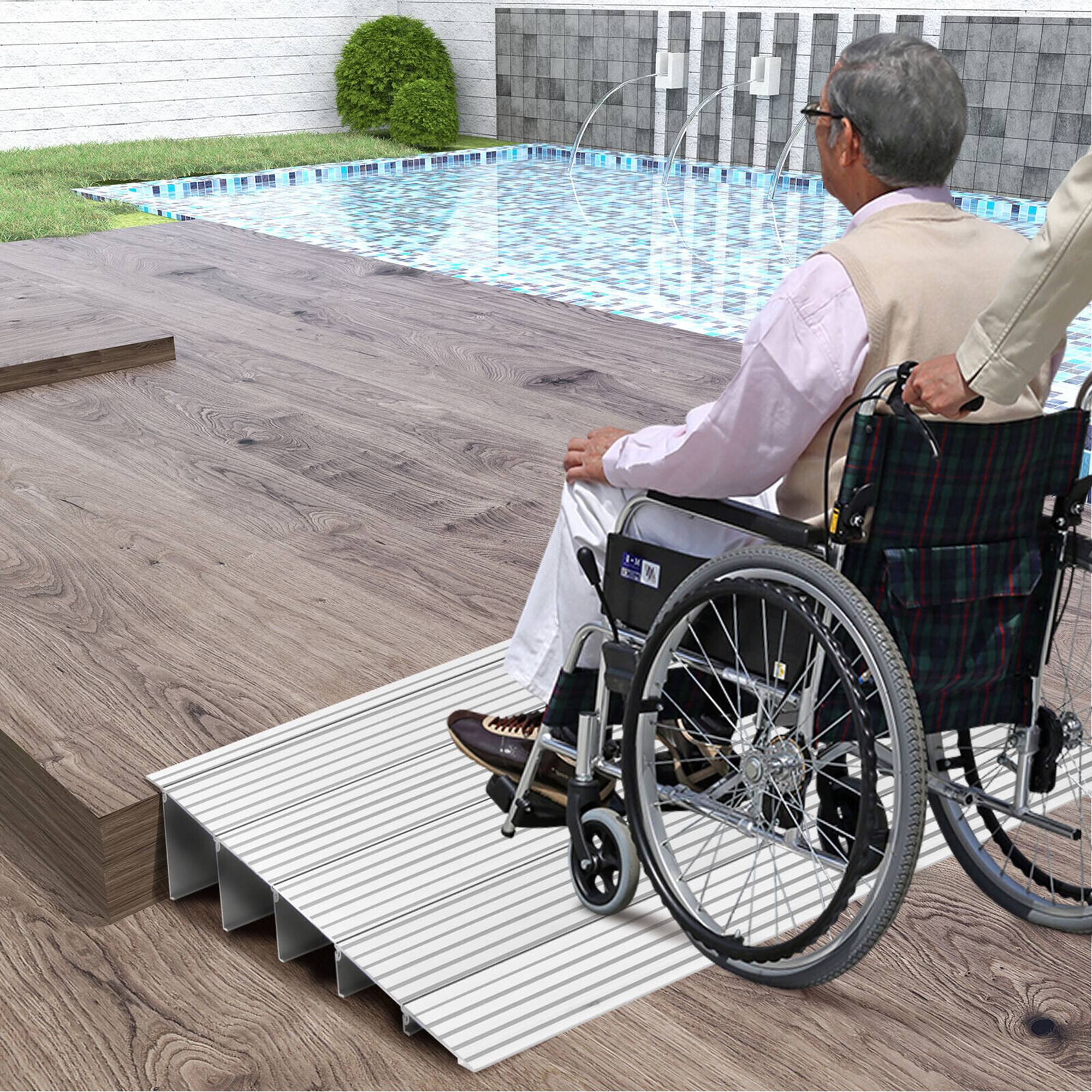 Alt View 3. Gymax - Gymax 5'' Door Threshold Ramp Aluminum Adjustable Rise Entry Ramp for Wheelchair - Silver.