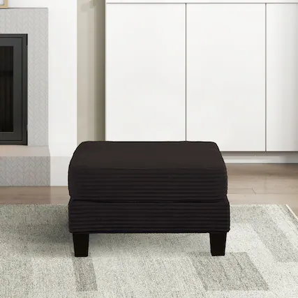 Front. Vaczon - Square Storage Ottoman with Lift Top Hidden Storage Bench Comfortable Footrest for Living Room Bedroom Toys and Blankets - Black.
