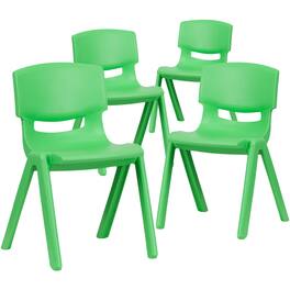 Flash Furniture - Whitney 4 Pack Plastic Stackable School Chair with 13.25'' Seat Height - Green