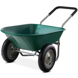 Best Choice Products - Dual-Wheel Home Wheelbarrow Yard Garden Cart for Lawn, Construction - Green