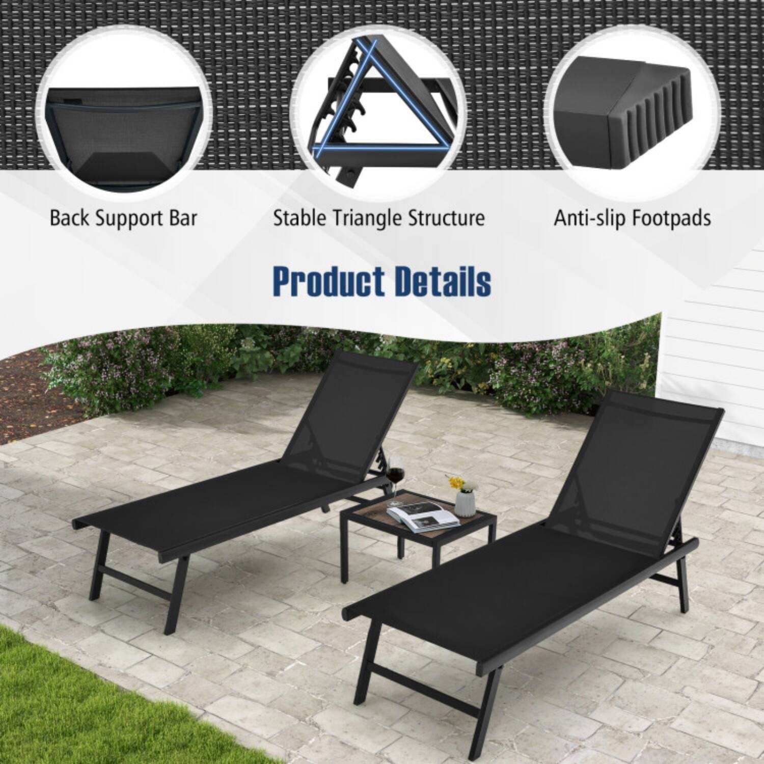 Back Support Bar  
Stable Triangle Structure  
Anti-slip Footpads  

Product Details