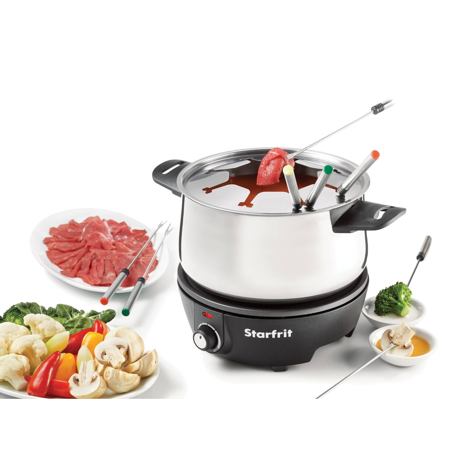 Back. Starfrit - 3.2-Quart Electric Fondue Set - Gray.