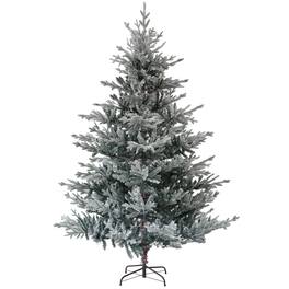BreeBe - 7.5ft Nordic Pine Artificial Christmas Tree with 1218 Snow Flocked Tips - Green