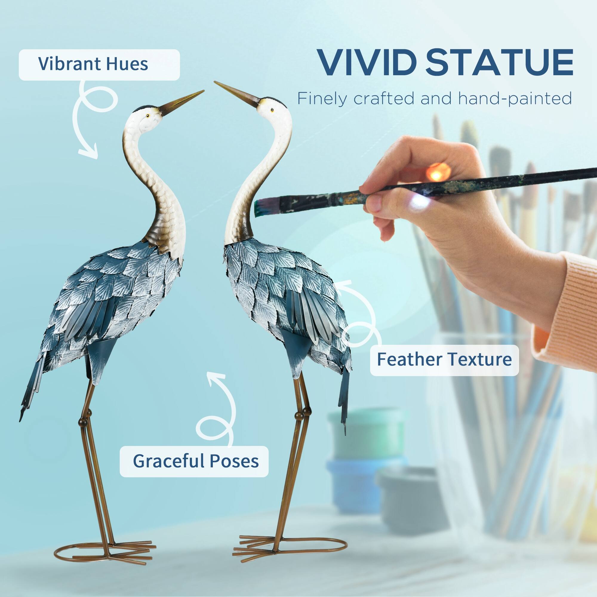 VIVID STATUE
Finely crafted and hand-painted
Vibrant Hues
Feather Texture
Graceful Poses