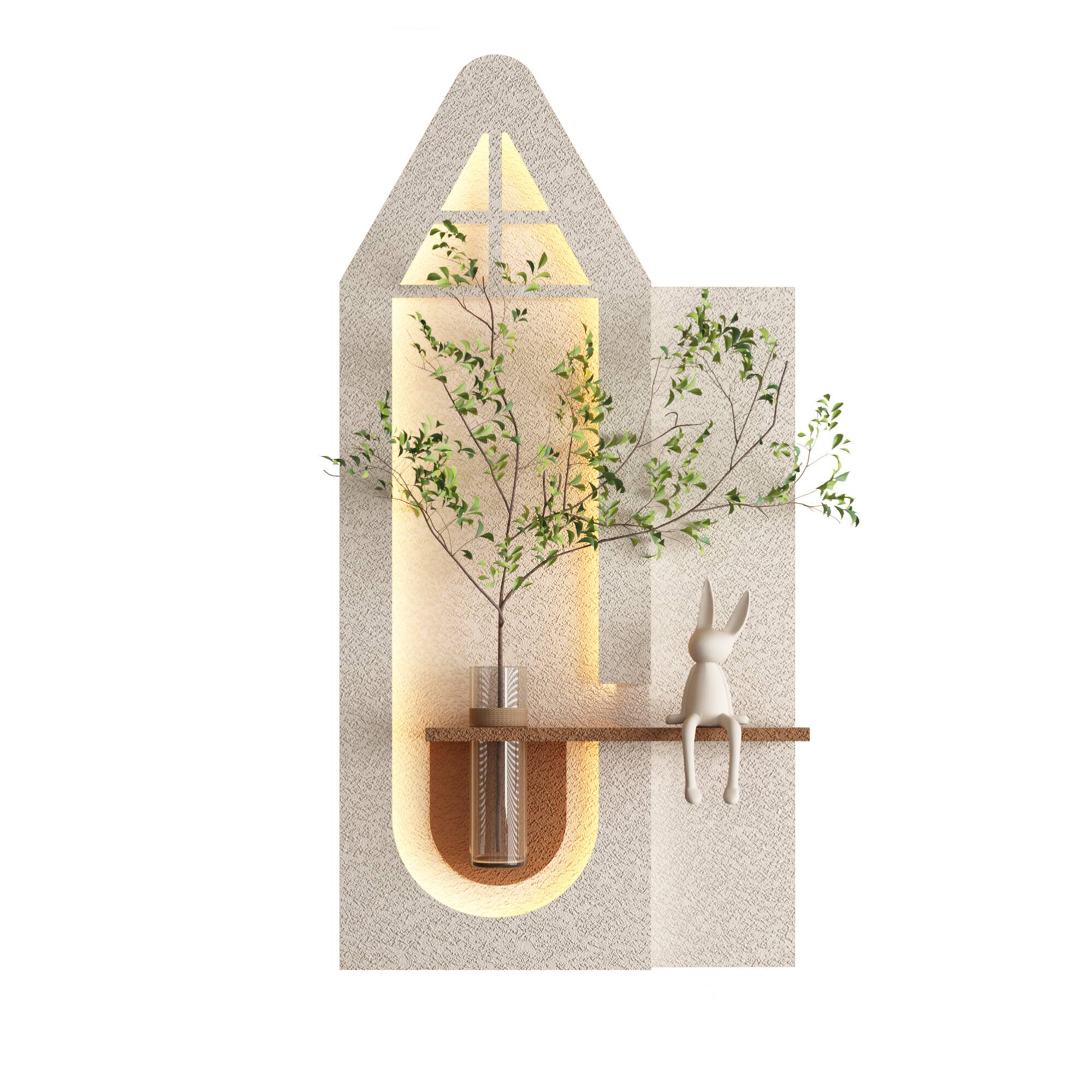 Alt View 2. GOODSILO - Adjustable Multi-Color LED Sandstone Wall Art with Artificial Greenery and Decorative Accents - Light Coffee.