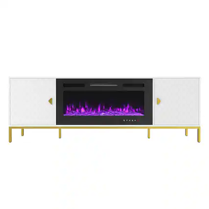 Front. Boyel Living - TV Stand Fits TVs up to 75 in. with Black 36 in. Electric Fireplace - White.
