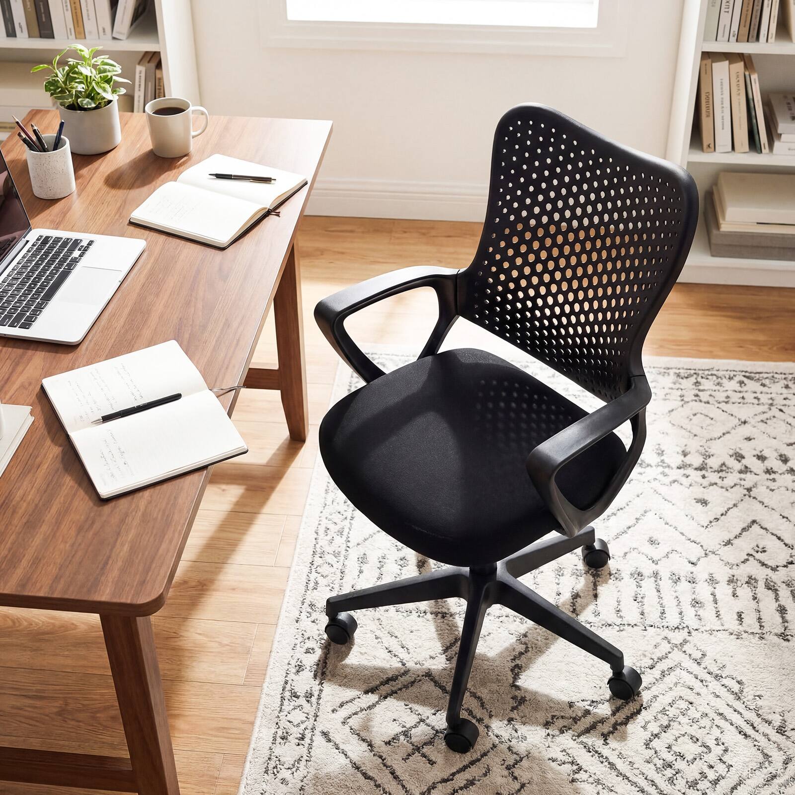 Alt View 1. Costway - Costway 1 PCS Ergonomic Office Chair with Armrests, Padded Cushion & Butterfly Backrest for Study - Black.