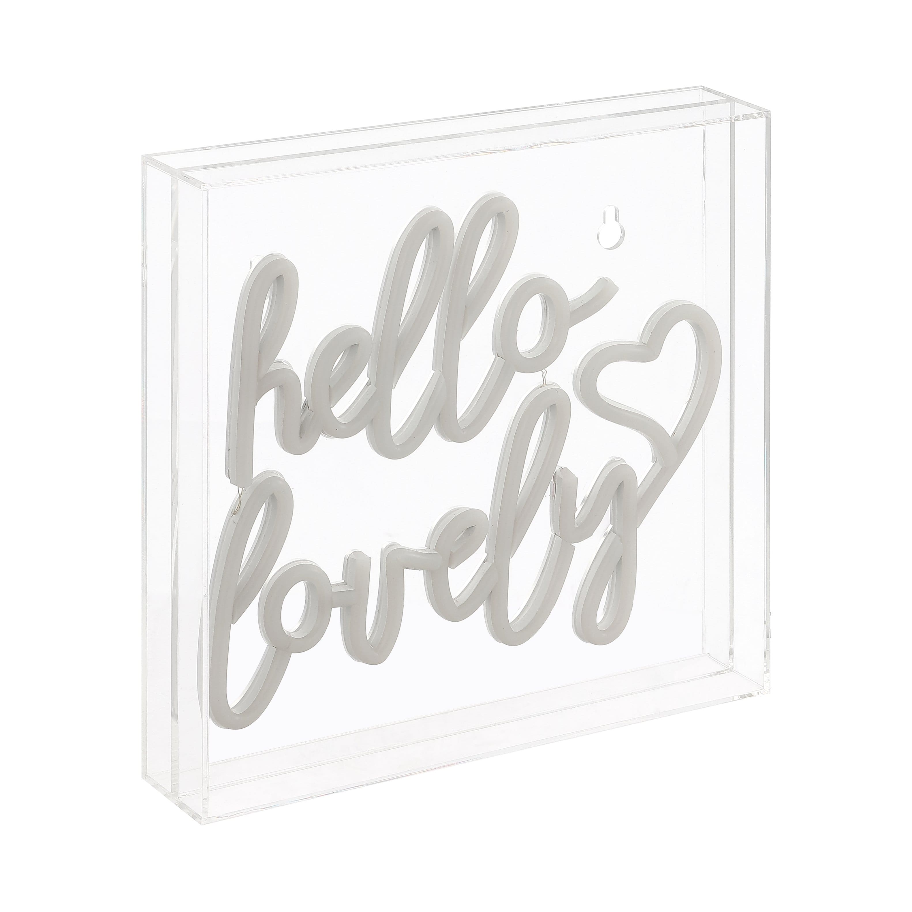 "Jonathan Y - Hello Lovely 10"" Square Contemporary Glam Acrylic Box USB Operated LED Neon Light - Pink" price history on PriceWatchPro