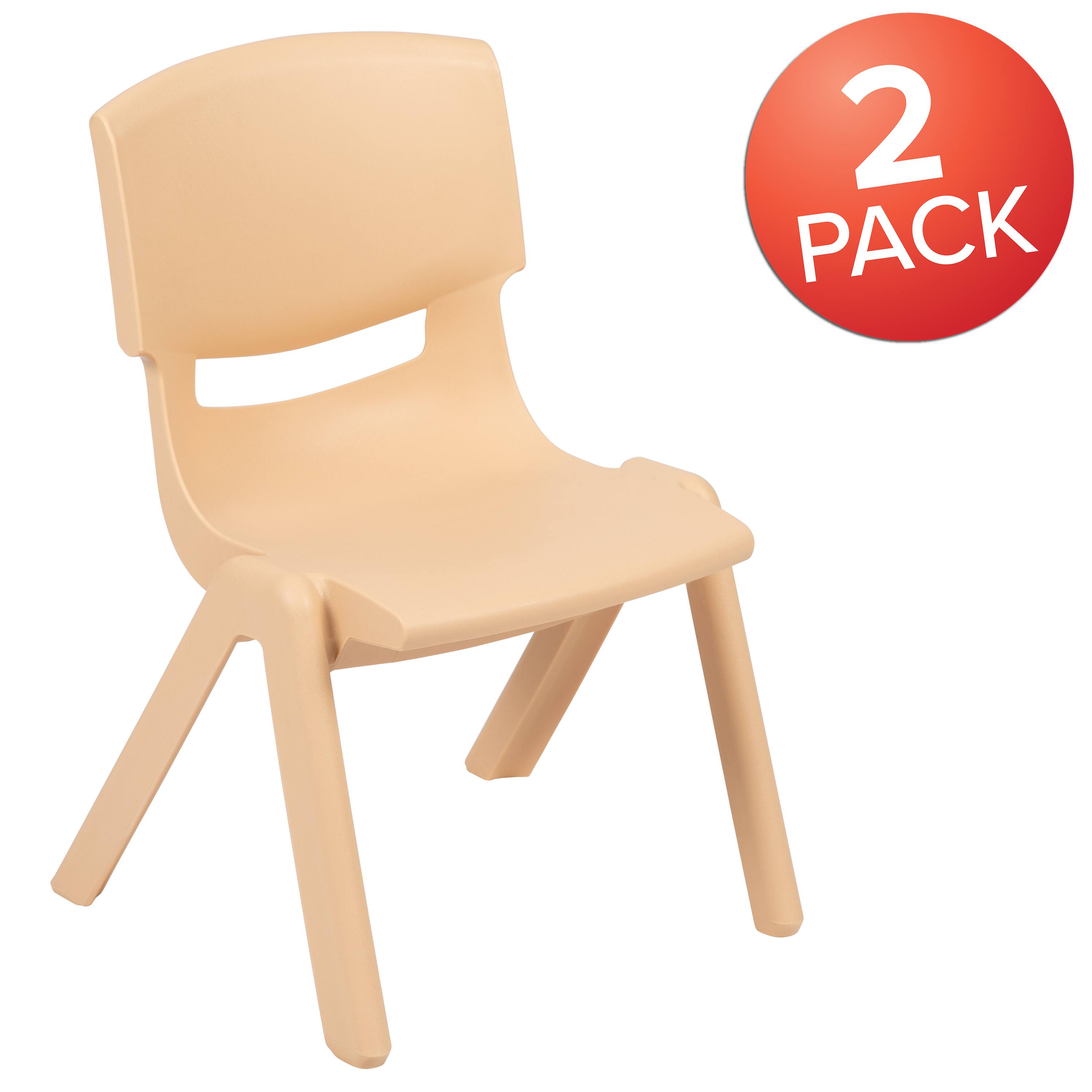 Alt View 2. Emma + Oliver - 2 Pack Plastic Stackable School Chair with 10.5"H Seat, Preschool Chair - Natural.