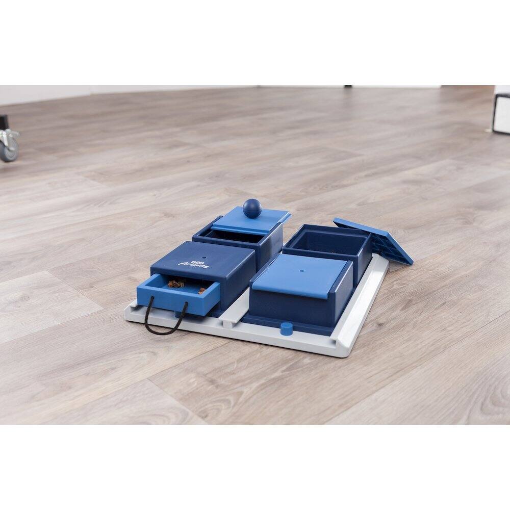 Alt View 5. TRIXIE - Dog Activity Poker Box 1 Strategy Game, Level 2 Dog Puzzle Toy, Treat Dispenser - White/Blue.