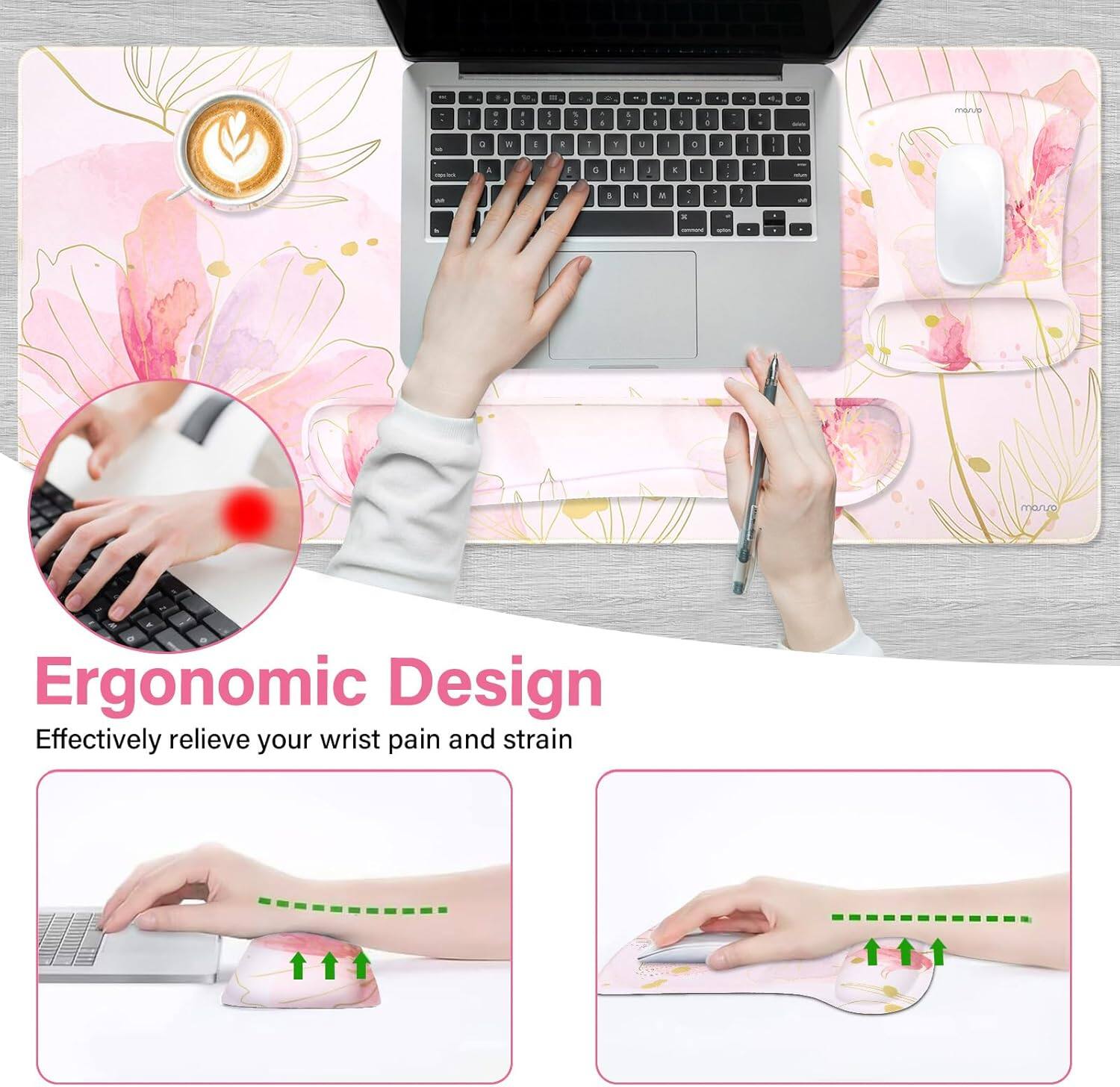 Ergonomic Design  
Effectively relieve your wrist pain and strain