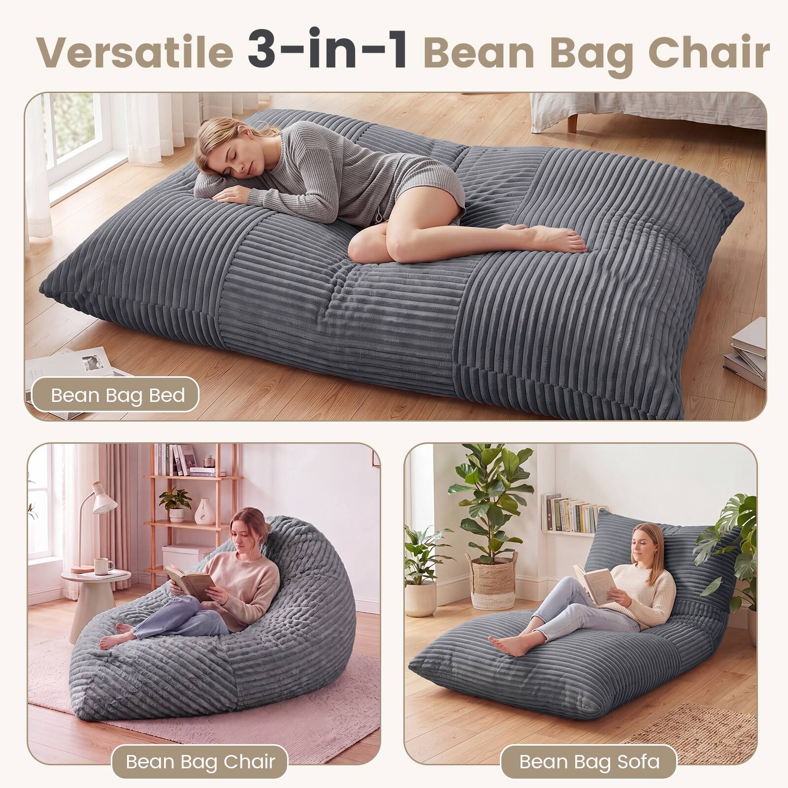 Versatile 3-in-1 Bean Bag Chair

Bean Bag Bed

Bean Bag Chair

Bean Bag Sofa