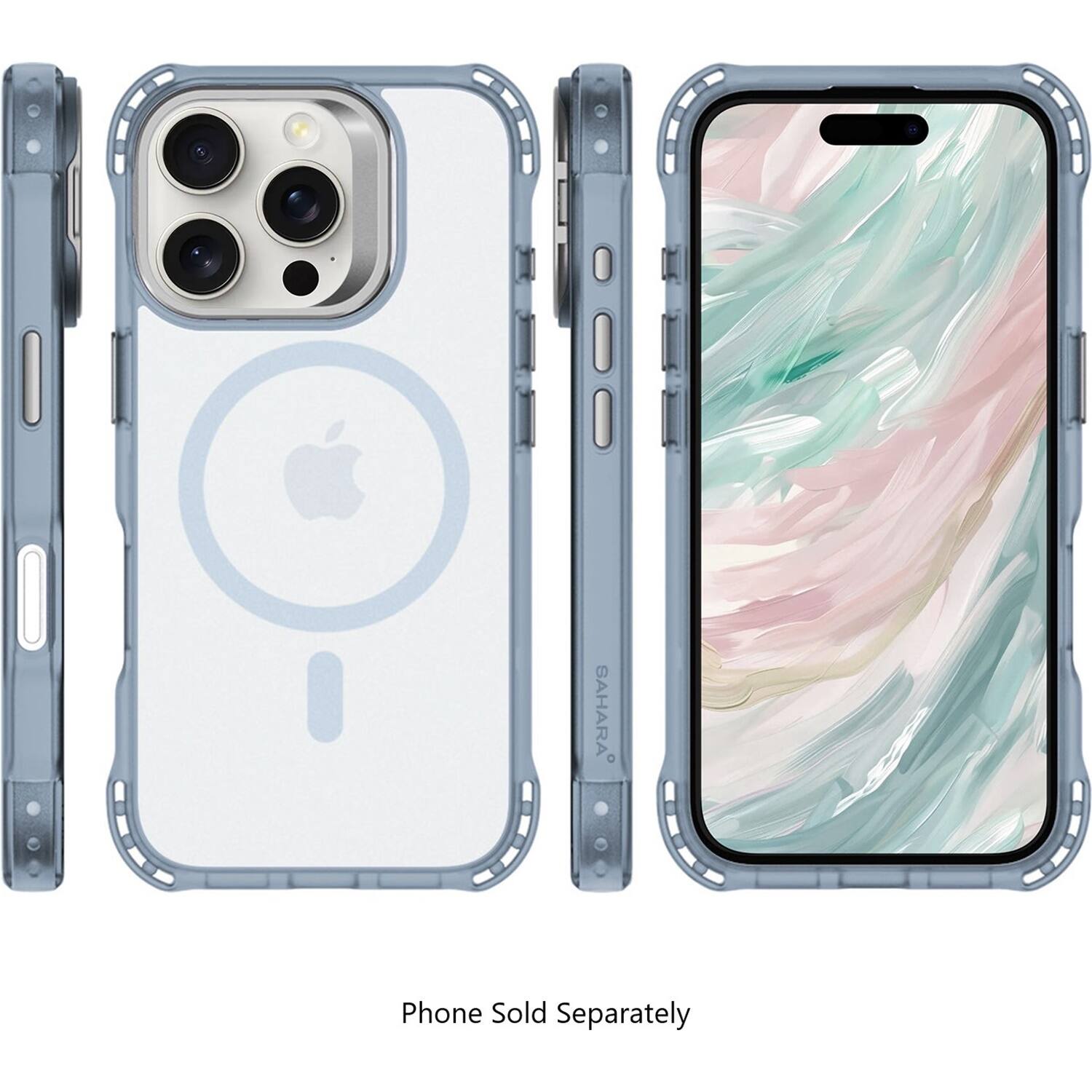 The image shows a phone case with a picture of a camera on the back. The case is white and gray, and it is designed to fit an iPhone. The case is sold separately, and the phone is not included with the case.