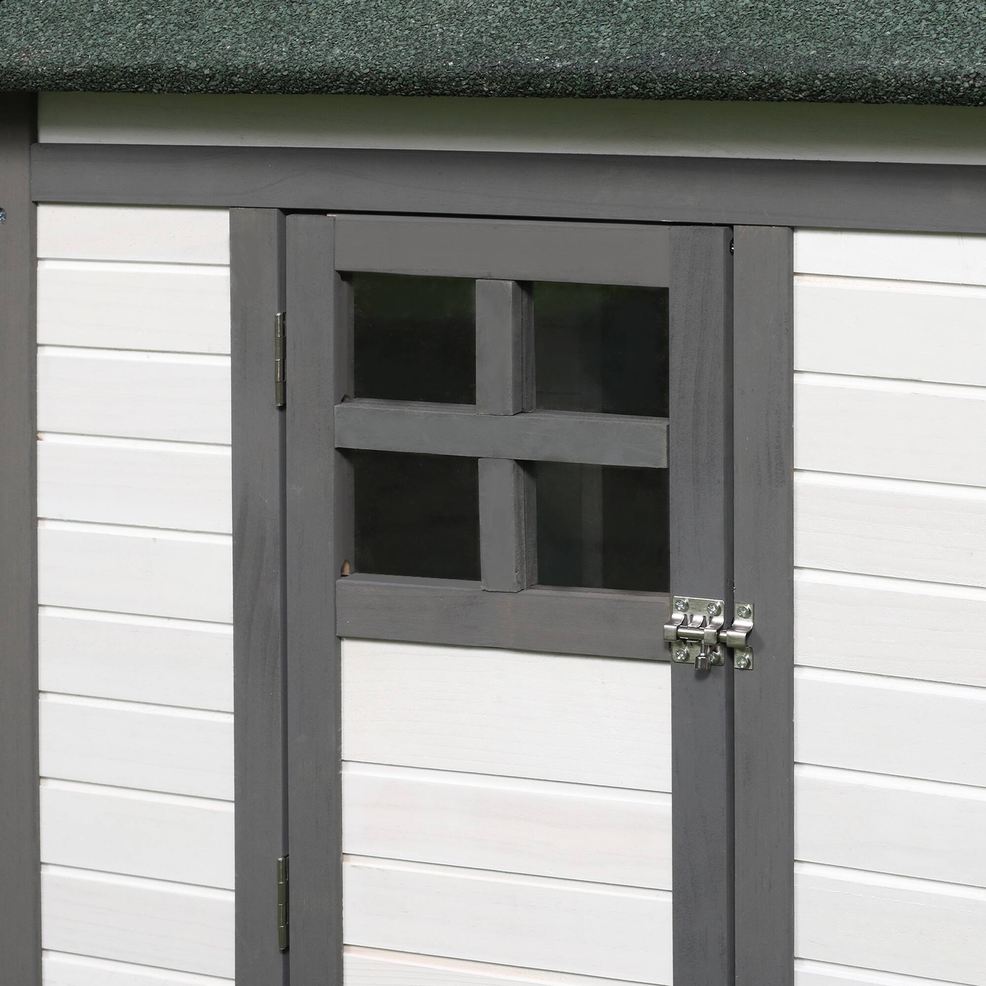 Alt View 4. Pawhut - 77" Wooden Chicken Coop with Nesting Box, Cute Outdoor Hen House with Removable Tray, Ramp Run, for Garden.