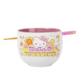 Silver Buffalo - Sanrio Hello Kitty "Hello Sunshine" 20-Ounce Ramen Bowl and Chopstick Set - White