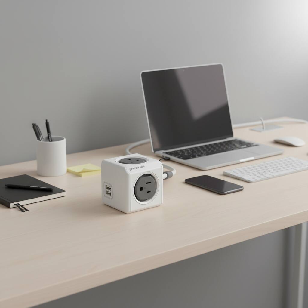 Alt View 2. Cluzine - Cube Power Outlet with USB Ports, Desktop Power Strip with US Plug for Home & Office - Gray.