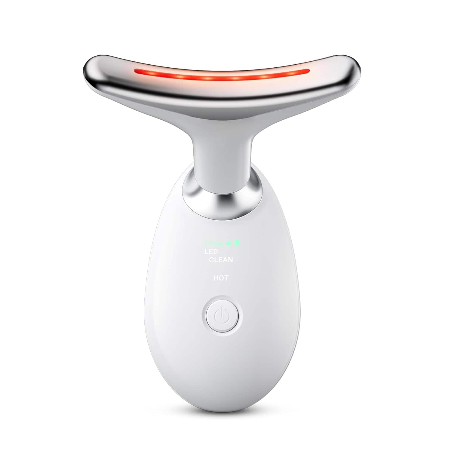 Luckbyte - Electric and Neck Skin Care Tool, Heated LED Beauty Massager for Daily Routine - White
