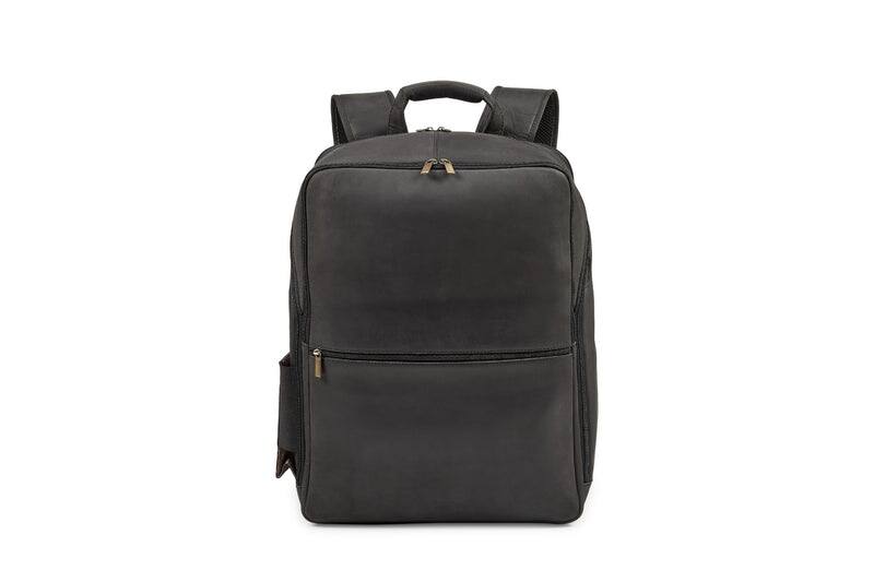 Luxorro - Leather Backpack for men. Fits 15" Laptop - Black